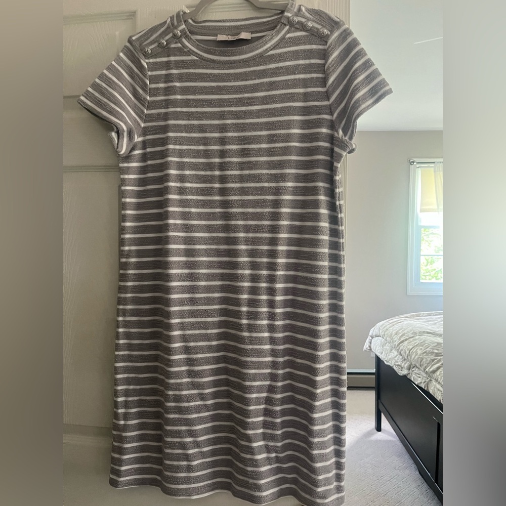 Loft Striped Gray Dress-worn nice!